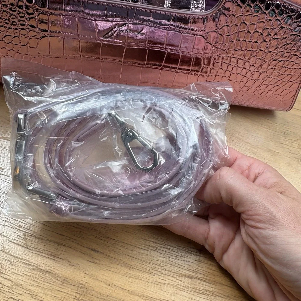 NWOT Tyler Lambert Edge Bag Metallic Pink w/ Adjustable Strap Clutch Crossbody
